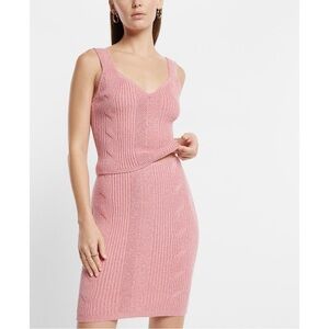 EXPRESS High Waisted Cable Knit Mini Sweater Skirt